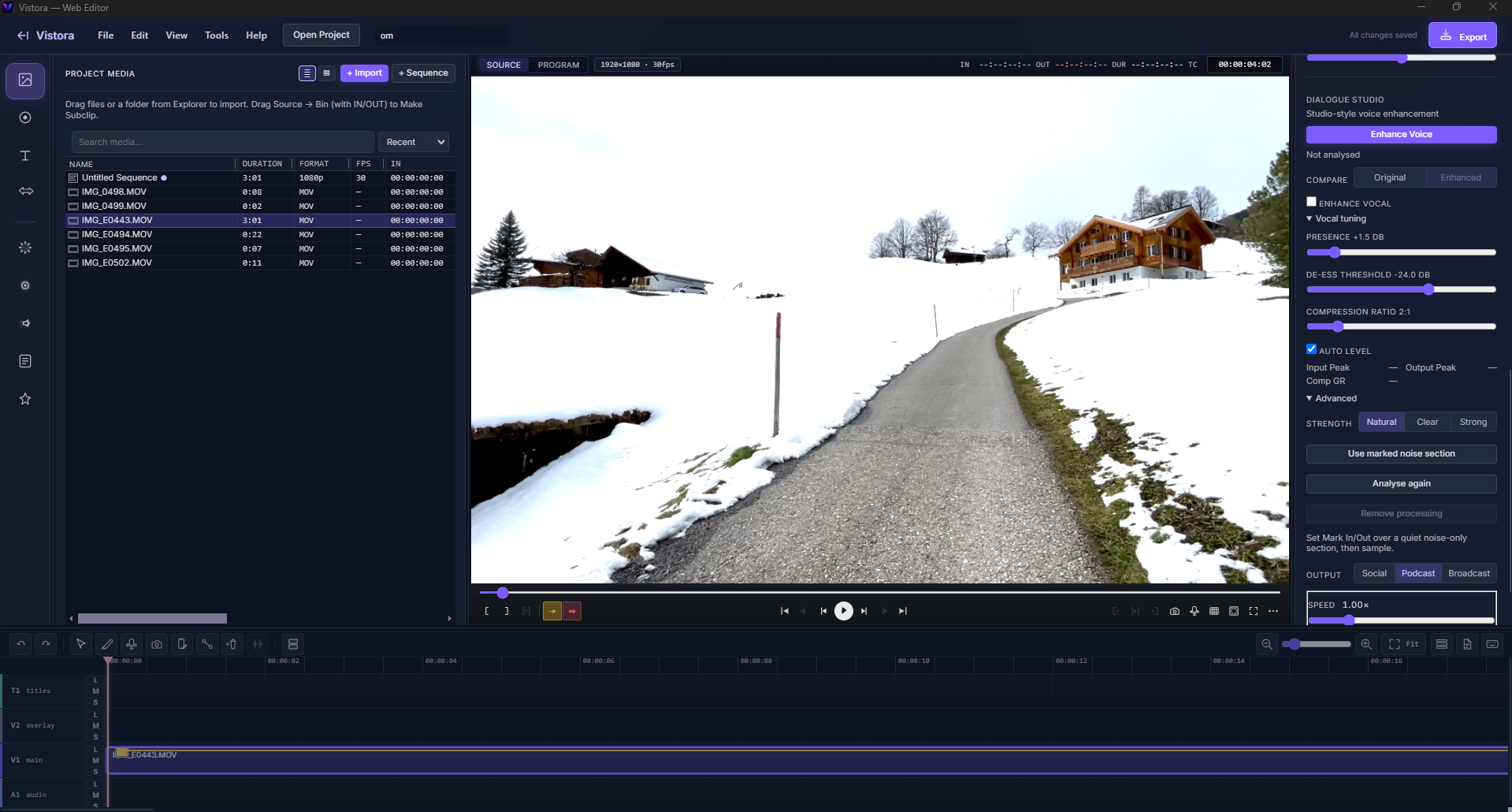 Vistora voice enhance dialogue studio
